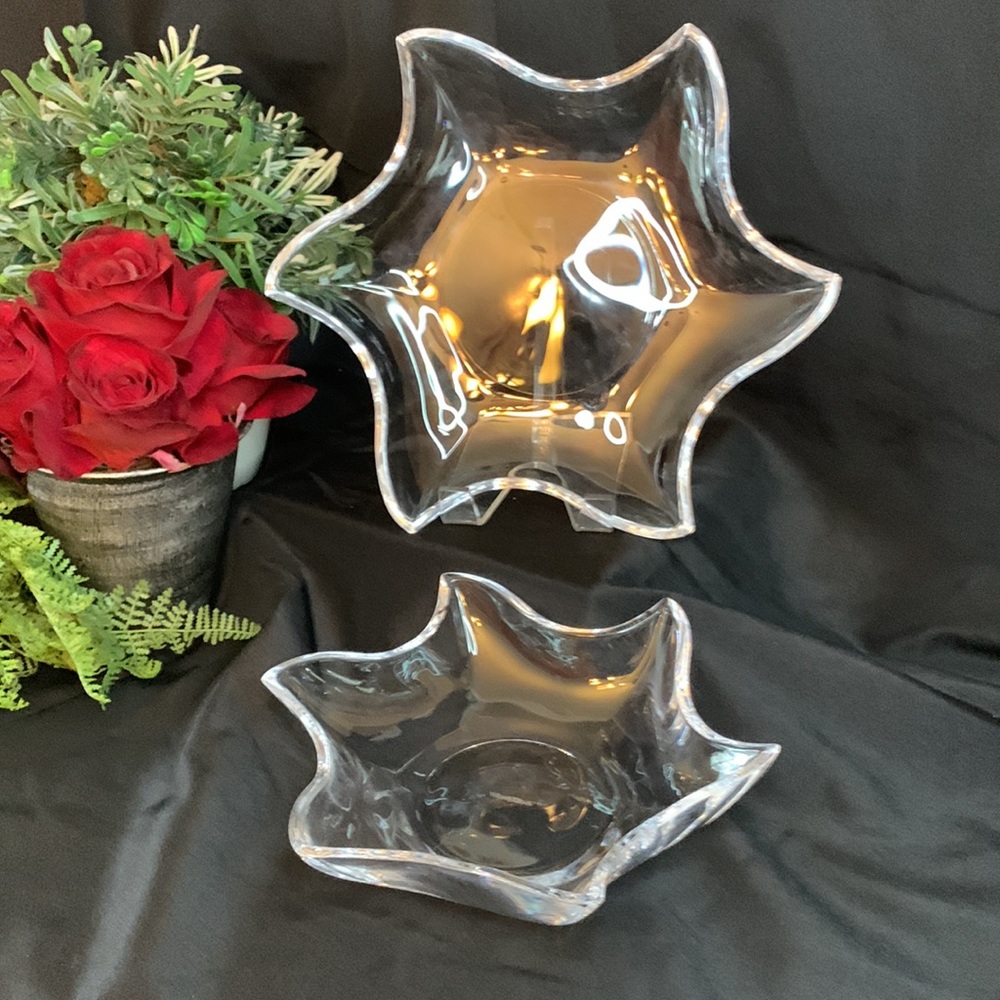 Beautiful set of Villeroy & Boch crystal WINTERTIME STARS pattern bowl & plate